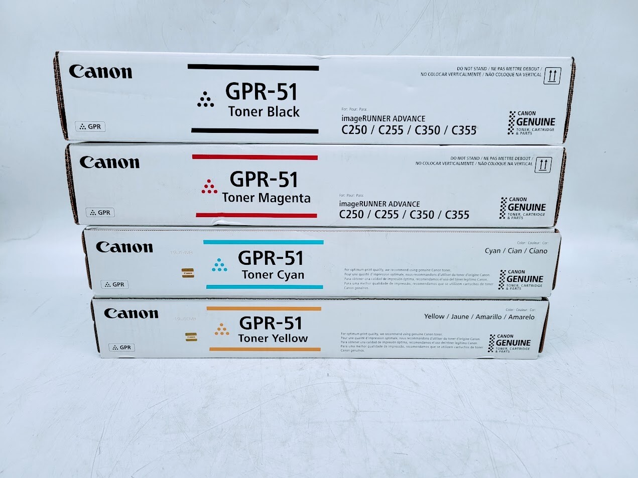 Lot of 4 Canon GPR-51 Toner Cartridge Yellow Cyan Black Magenta
