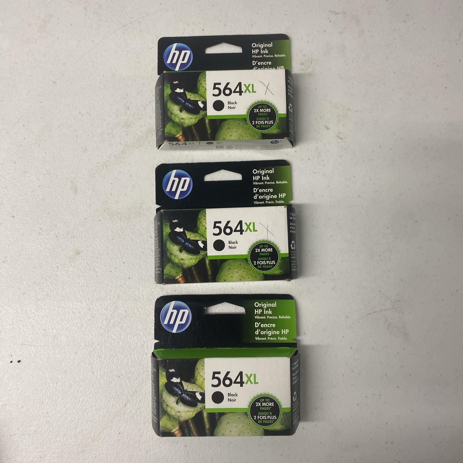 Lot of 3 HP 564XL Black Ink Cartridges CN684WN Genuine OEM Expired
