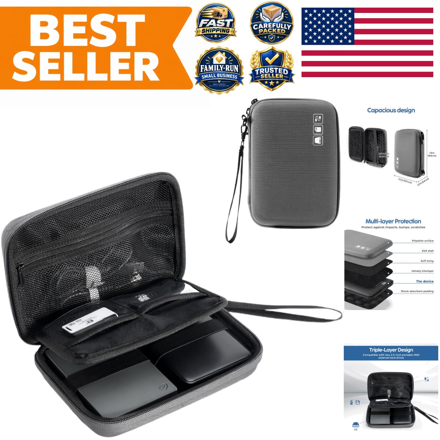 Hard Drive Case for Canvio Basics Western Digital WD Elements My Passport Sea...