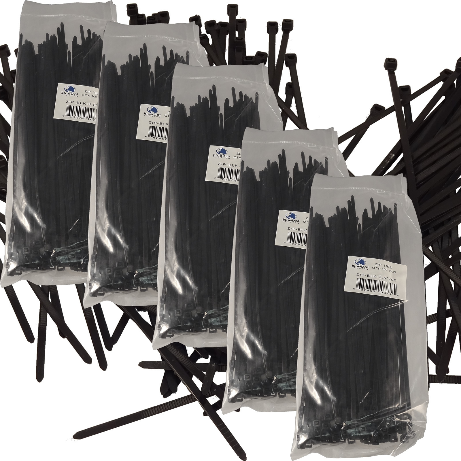 NEW BLACK 500 PCS. 8 INCH ZIP TIES NYLON 40 LBS UV WEATHER RESISTANT WIRE CABLE