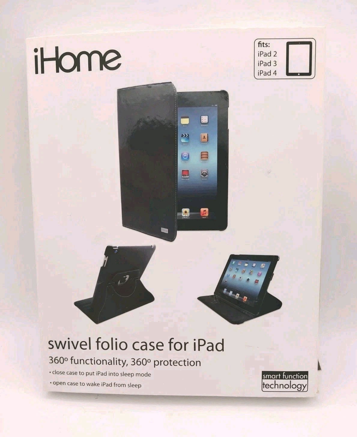 iHome Swivel Folio Case for iPad 2 3 4 IH-IP1150B New Open Box  
