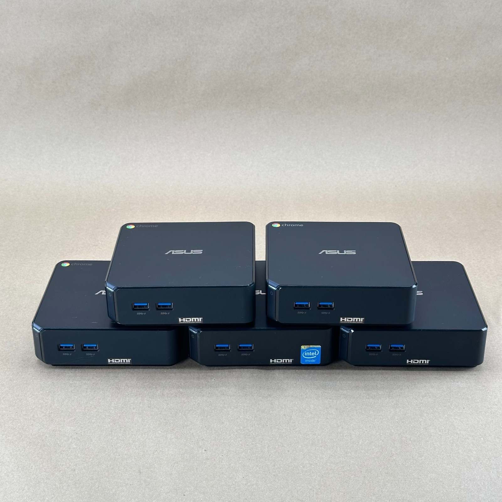 Lot of 5 ASUS Chromebox CN60 Celeron 2955U 2GB RAM 16GB SSD w/ Power Adapters