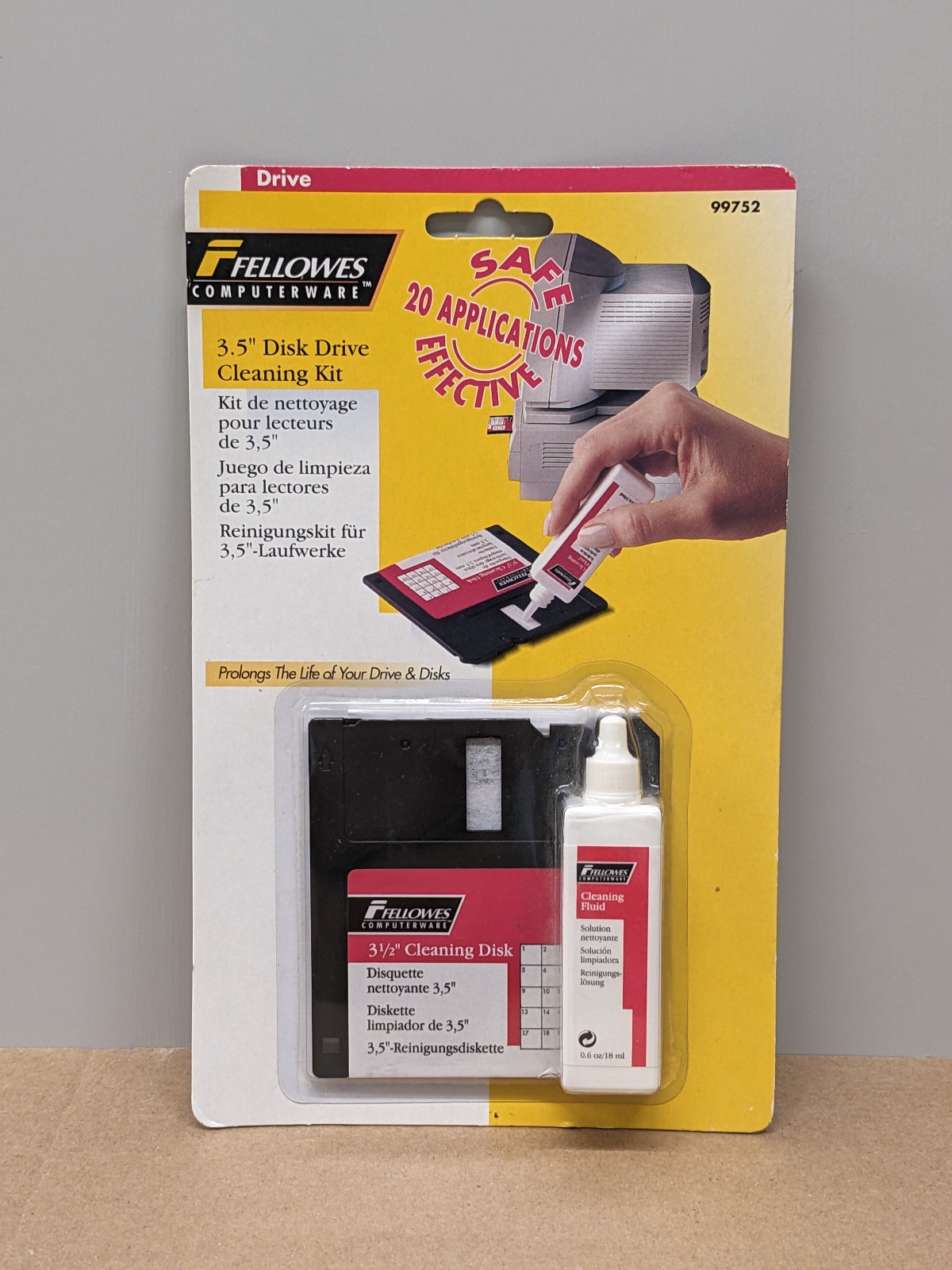 3.5” Disk Drive Cleaning Kit Fellowes Computerware/New Sealed