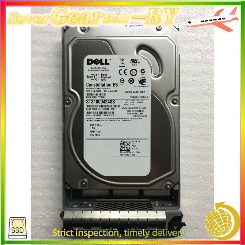 FOR DELL ST31000424SS U738K 0U738K 1TB 7200RPM 6Gbps 3.5" SAS HDD with Tray