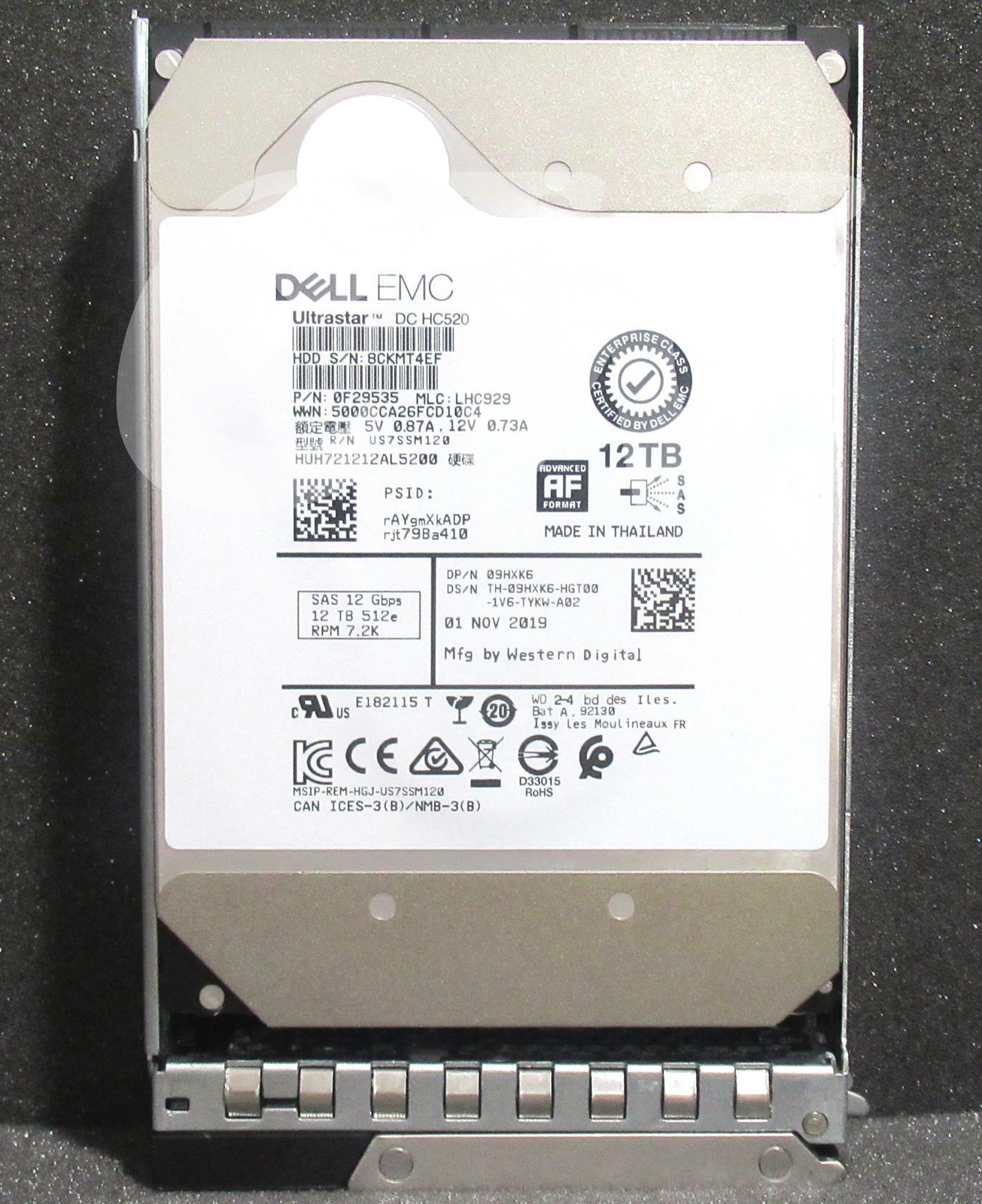 9HXK6 0F29535 Dell GEN14 12TB 7.2K RPM 12Gb/s 3.5"SAS SERVER HDD Hard Drive