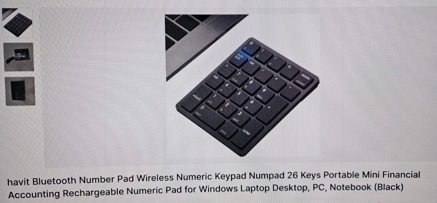 Havit Wireless Bluetooth Numeric Keypad 26 Keys Rechargeable for PC Laptop