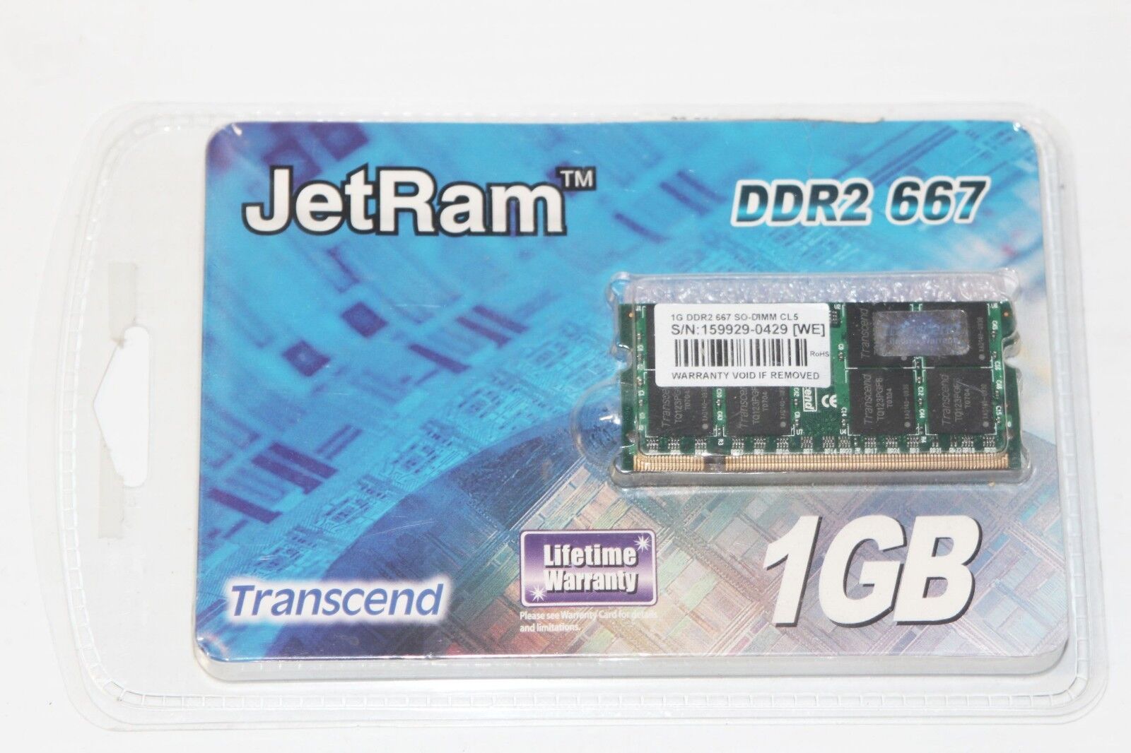 New - 1GB Transcend JetRAM DDR2 PC2-5300 SO-DIMM 667MHz CL5 Laptop Memory NIP