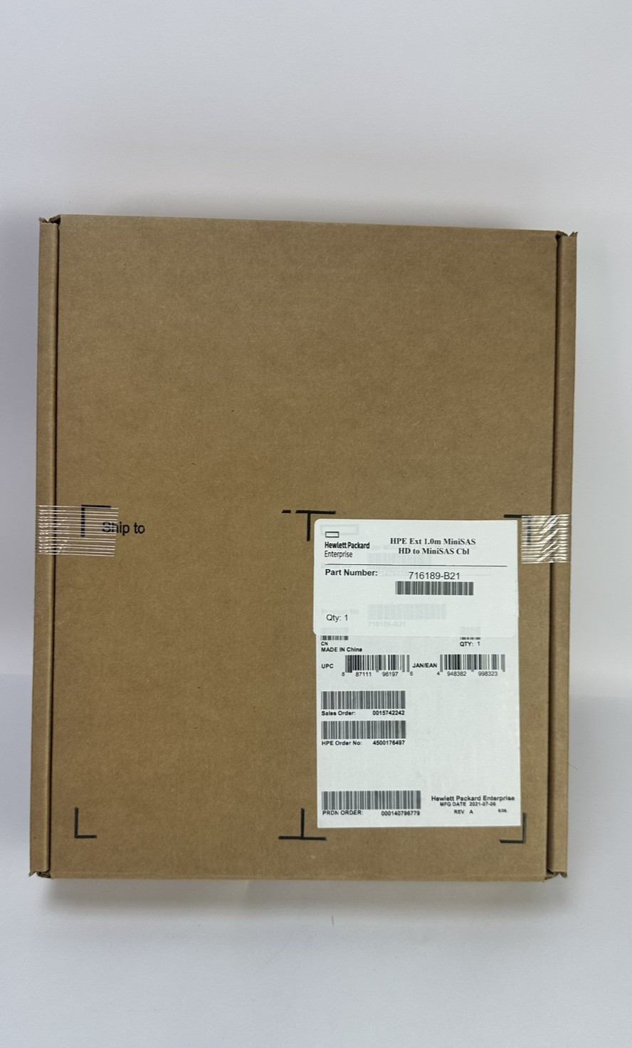 HPE 1.0M External Mini-SAS HD 8644 to MiniSAS Cable SFF-8088 1M HP 716189-B21