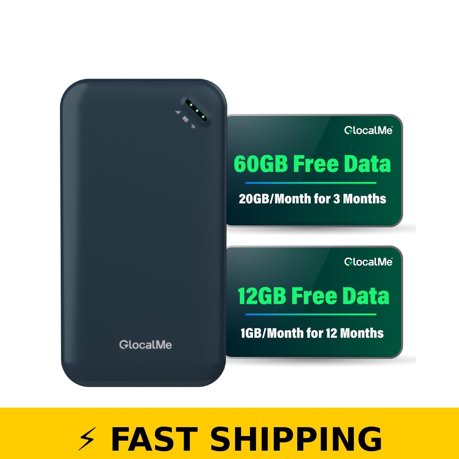 GlocalMe UPP 4G Portable WiFi Hotspot - 72GB Data, Connect 8 Devices