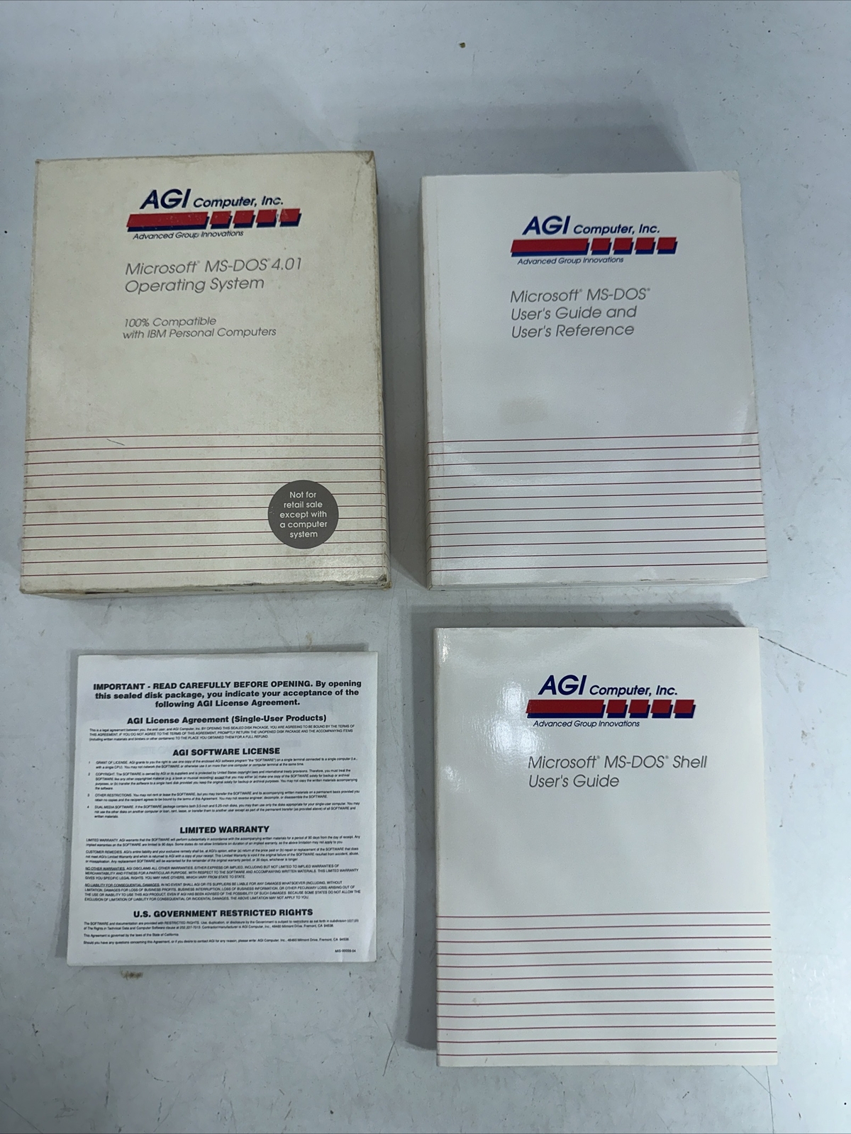 Microsoft MS-DOS 4.01 Operating System & Instruction Manual & Sealed Discs