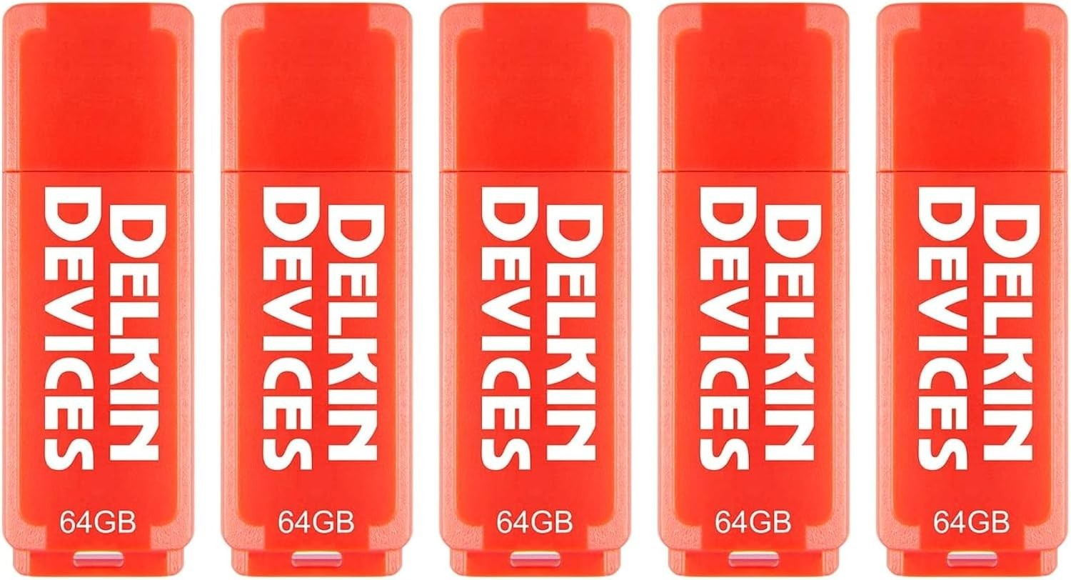 Delkin Devices 3.0 64GB USB Flash Drive, (5-Pack, 64GB), Plug & Play