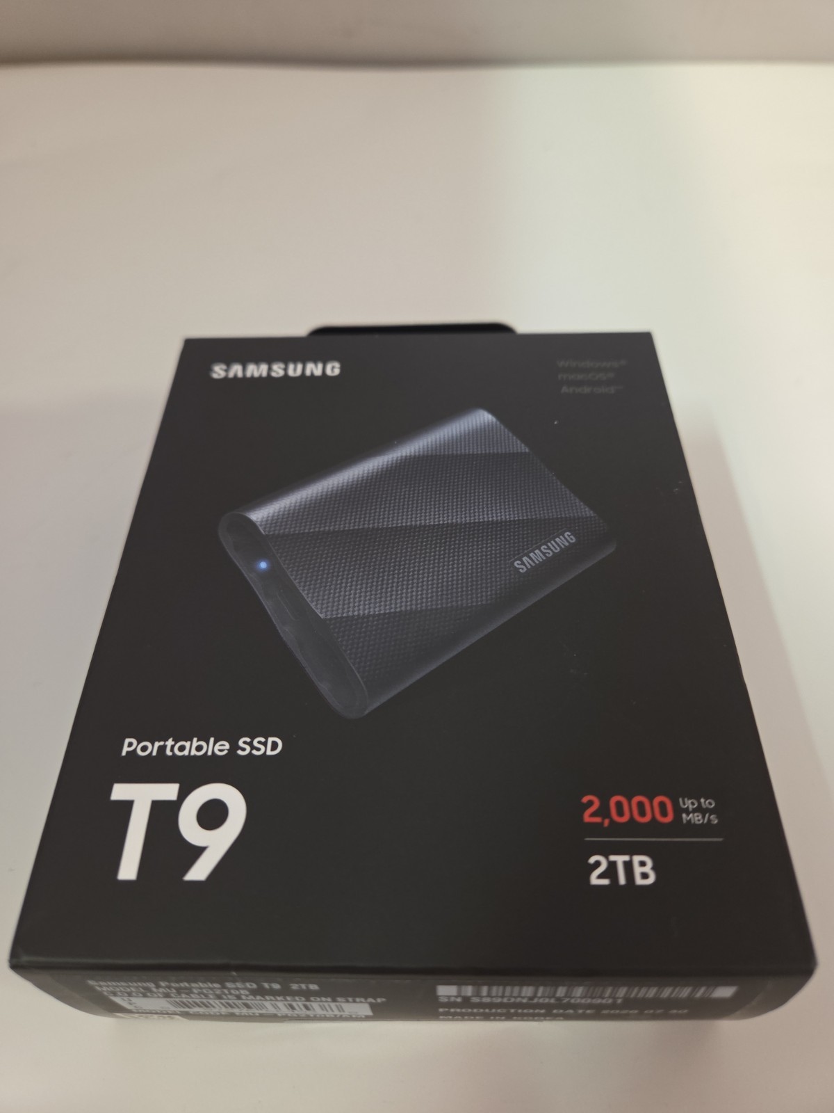 Samsung Portable SSD T9 2TB USB 3.2 Gen 2 External SSD Black 2000MB/s