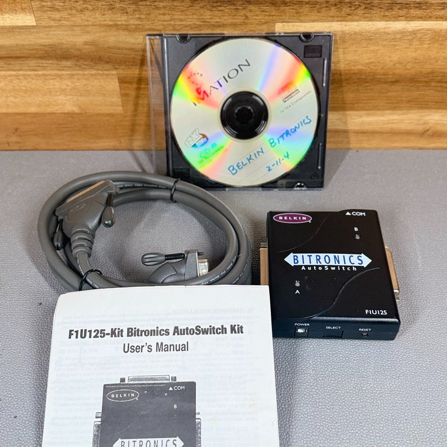 Belkin F1U125 Bitronics 2-Port Parallel AutoSwitch Kit Cable Manual Software