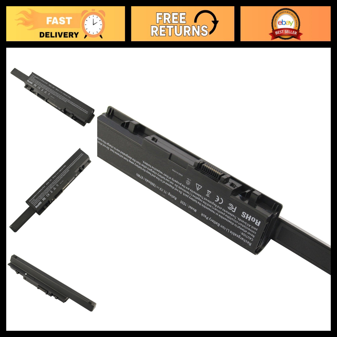 High-Capacity 7800mAh Laptop Battery for Dell Studio 15 1535 1536 1537 1555 1557