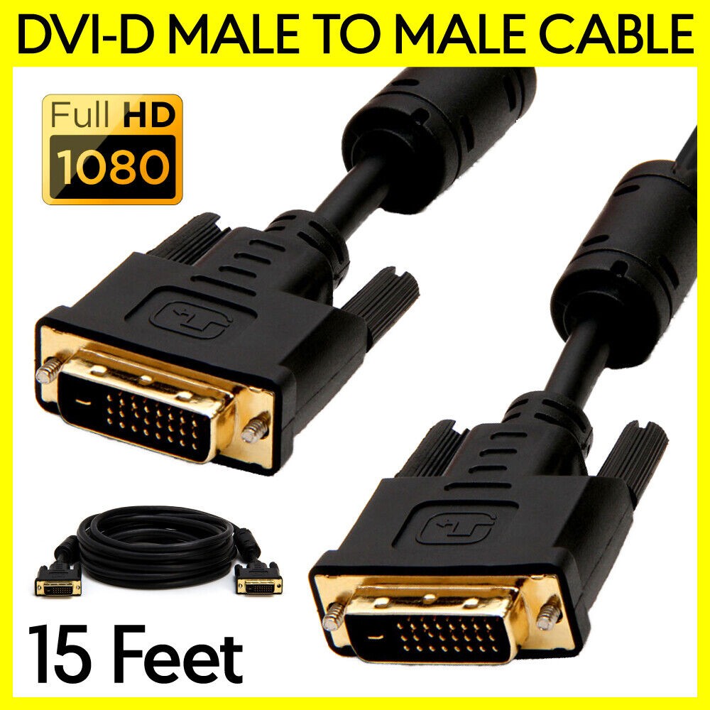DVI Cable 15 Feet DVI-D Male to Male Monitor Cord for PC Projector LCD Display
