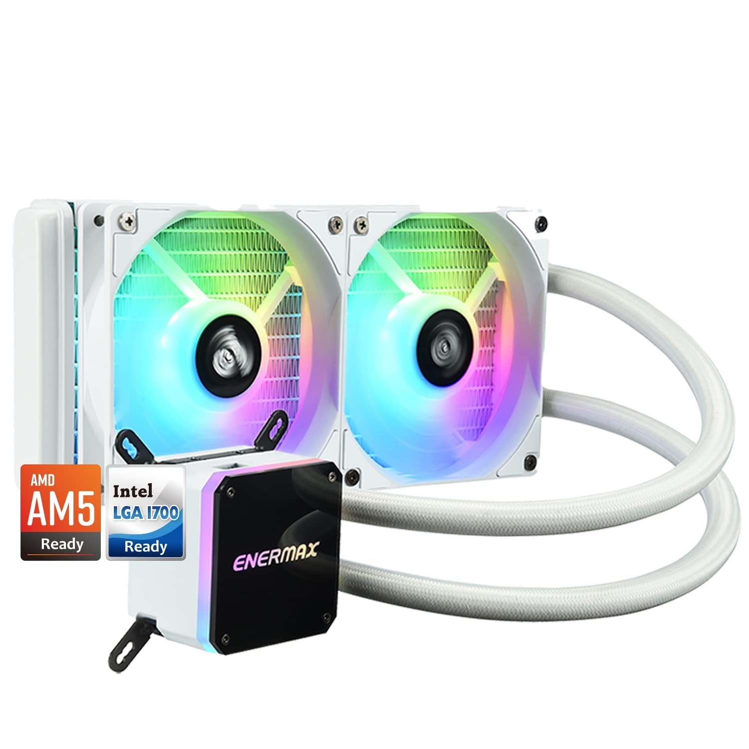 Enermax Liqmax III 240 White A-RGB AIO CPU Liquid Cooler - 240mm Radiator, 12...