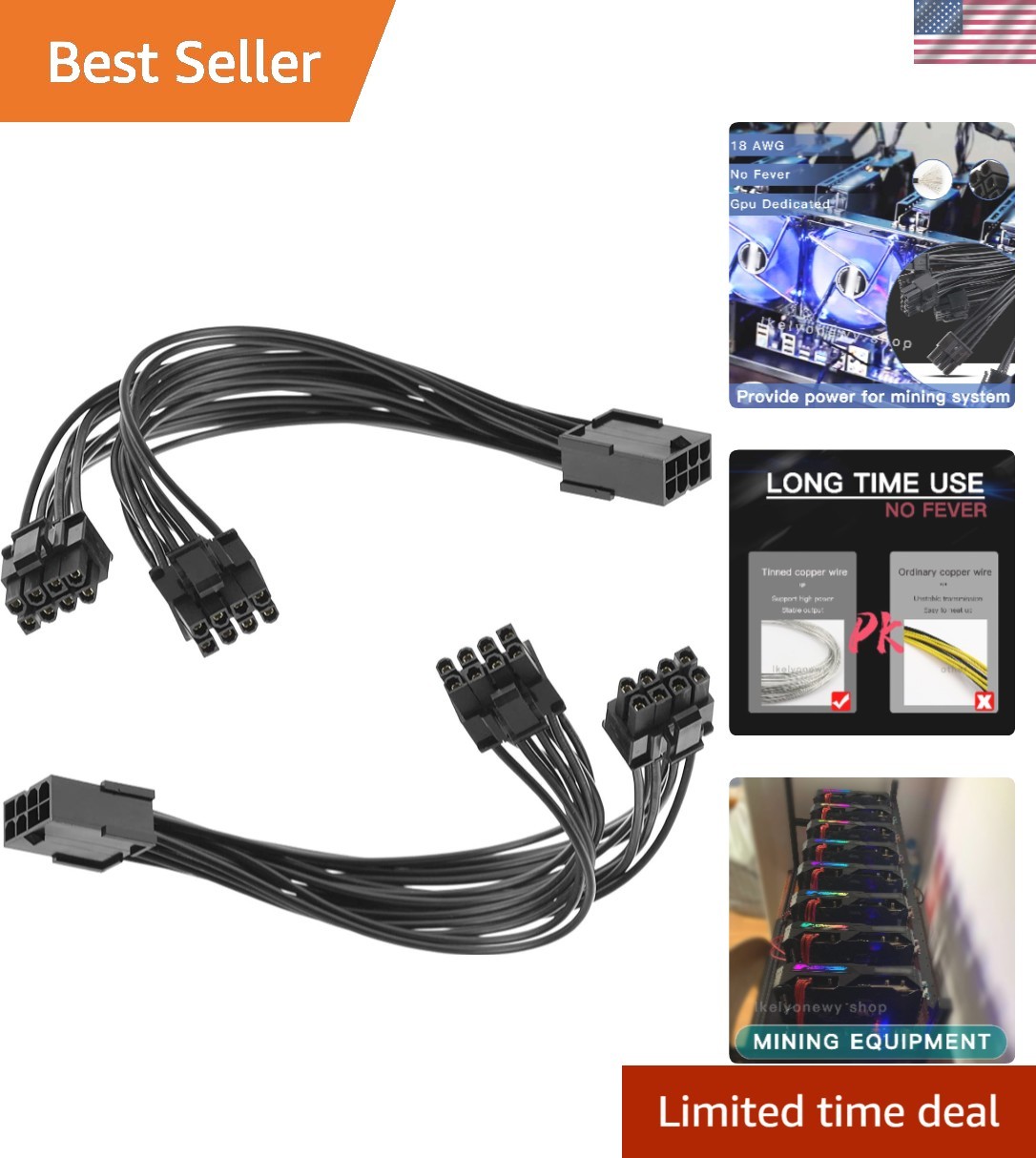 High-Performance 8-Pin Power Extension Splitter for Graphics Cards – Set of 2