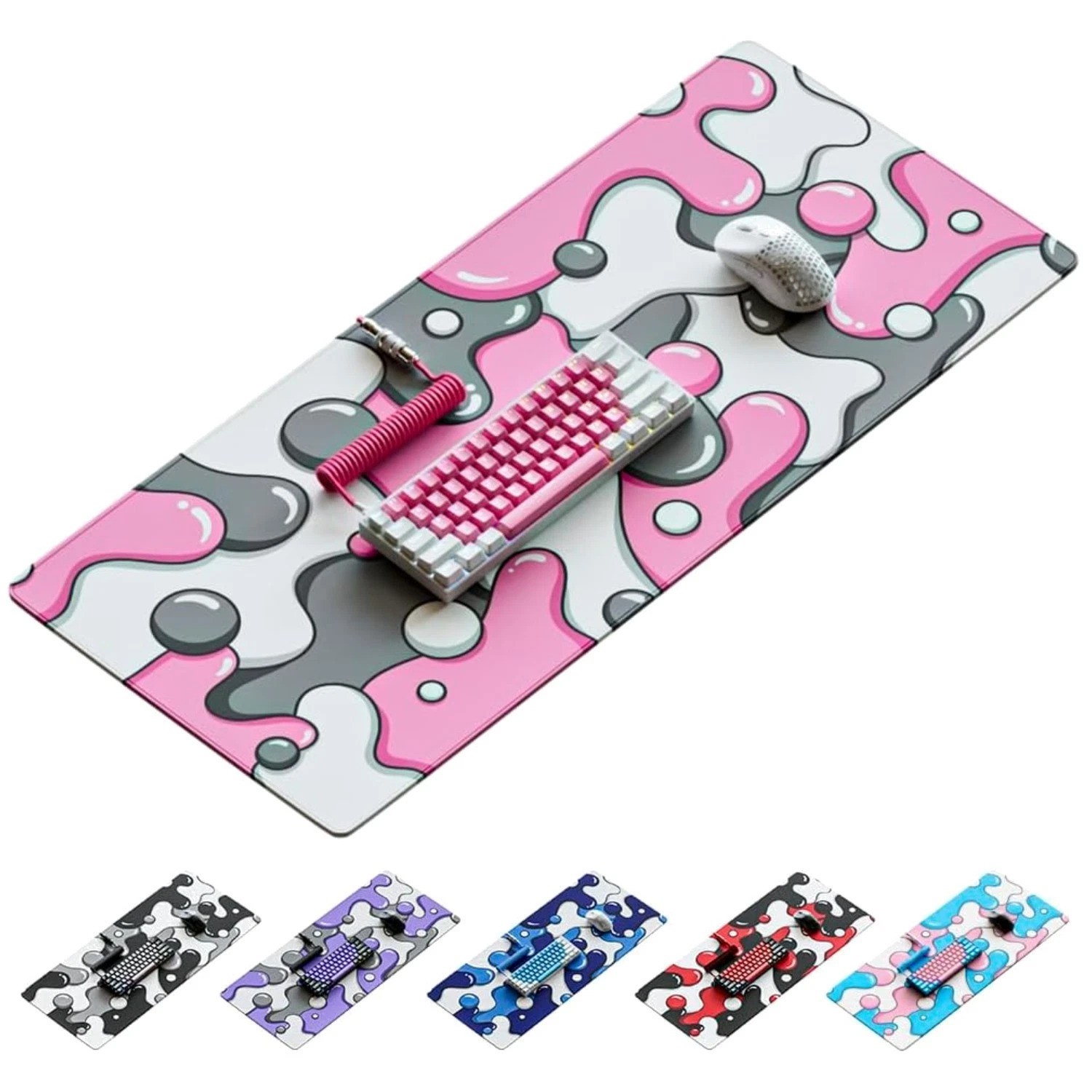 Pink & White Gaming Mouse Pad - XXL Desk Mat 36" for Gaming