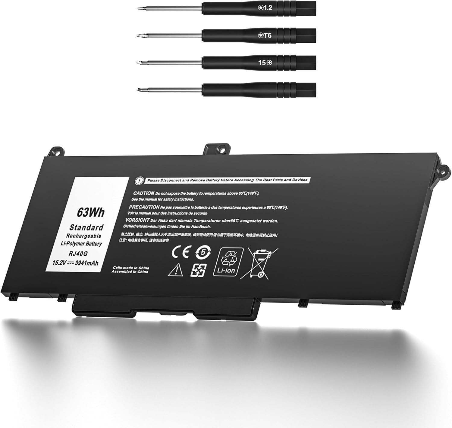 RJ40G 63Wh Laptop Battery Replacement for Dell Latitude 15 5520 Latitude 14 5420