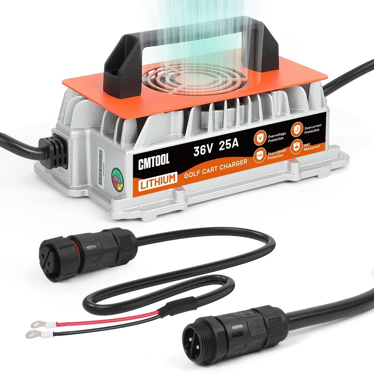 CMTOOL 36V 25A 1250W Lithium Battery Charger 43.8V for Golf Cart Trolling Motor