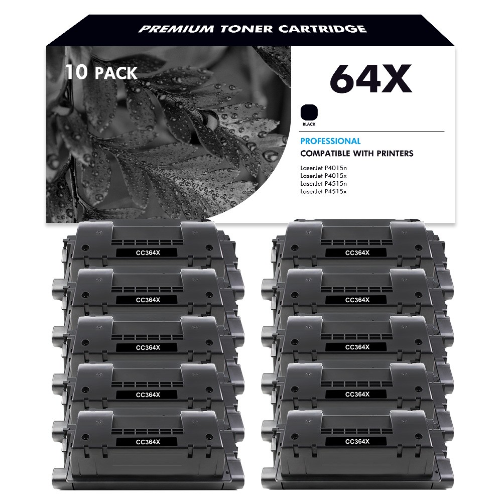 10PK BK Toner Cartridge for HP CC364X 64X LaserJet P4015 P4015n P4015dn Printer