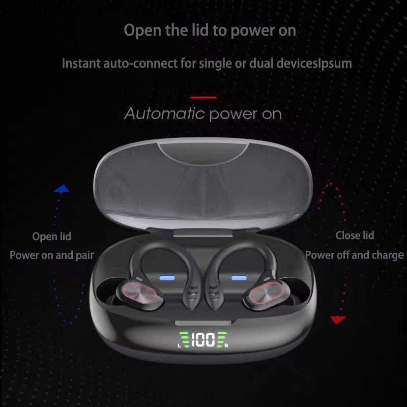 TWS Sports Wireless Bluetooth Earphones Headphones Ear Hook Running Bass Earbuds