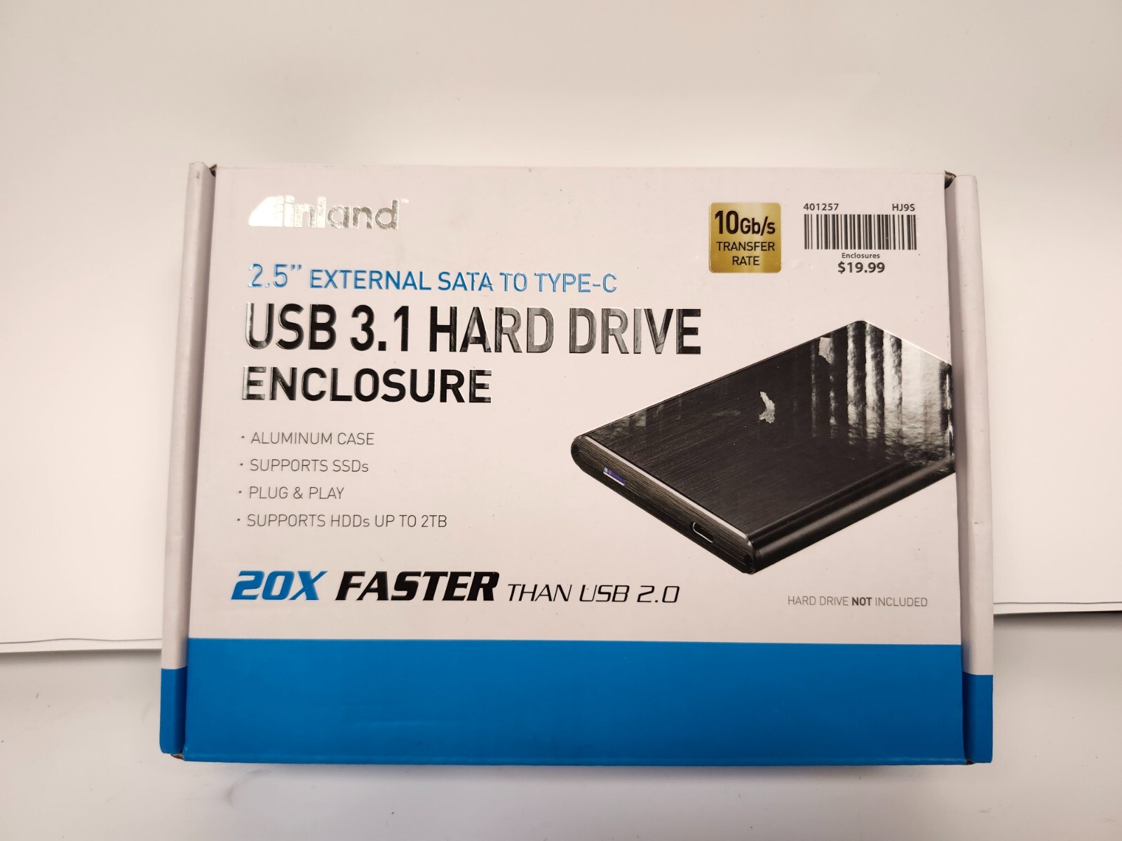 Inland USB 3.1  Hard Drive Enclosure 2.5" External SATA To Type-C
