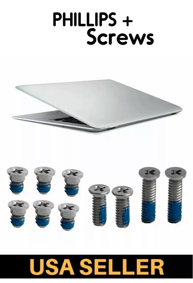10Pcs Laptop Base Cover Bottom Case Screw For Macbook Air13" A1237 A1304 MB003 P