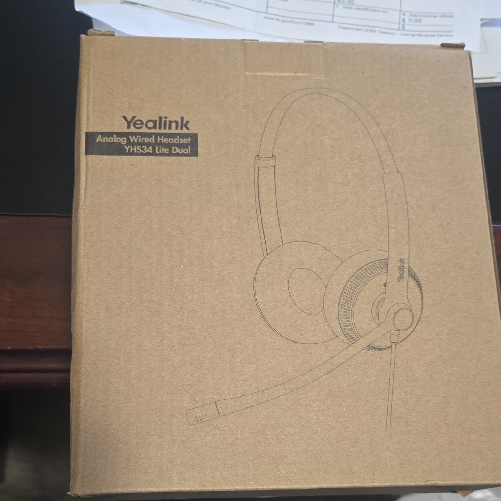 Yealink YHS34 Lite Dual Black Headband Ear-Pad Headset Boom Mic Double Earpiece