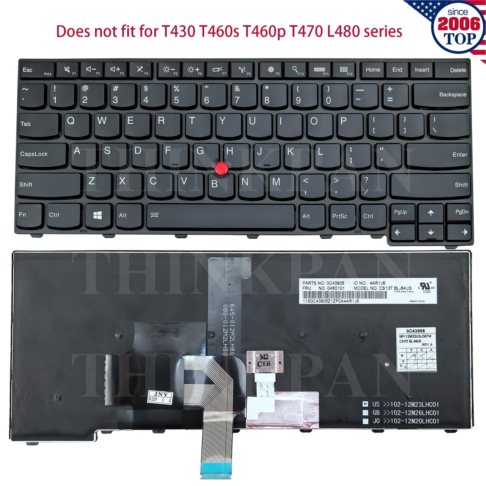 Genuine US Keyboard Backlit for Lenovo Thinkpad E431 L440 T440 T440p T450 T460