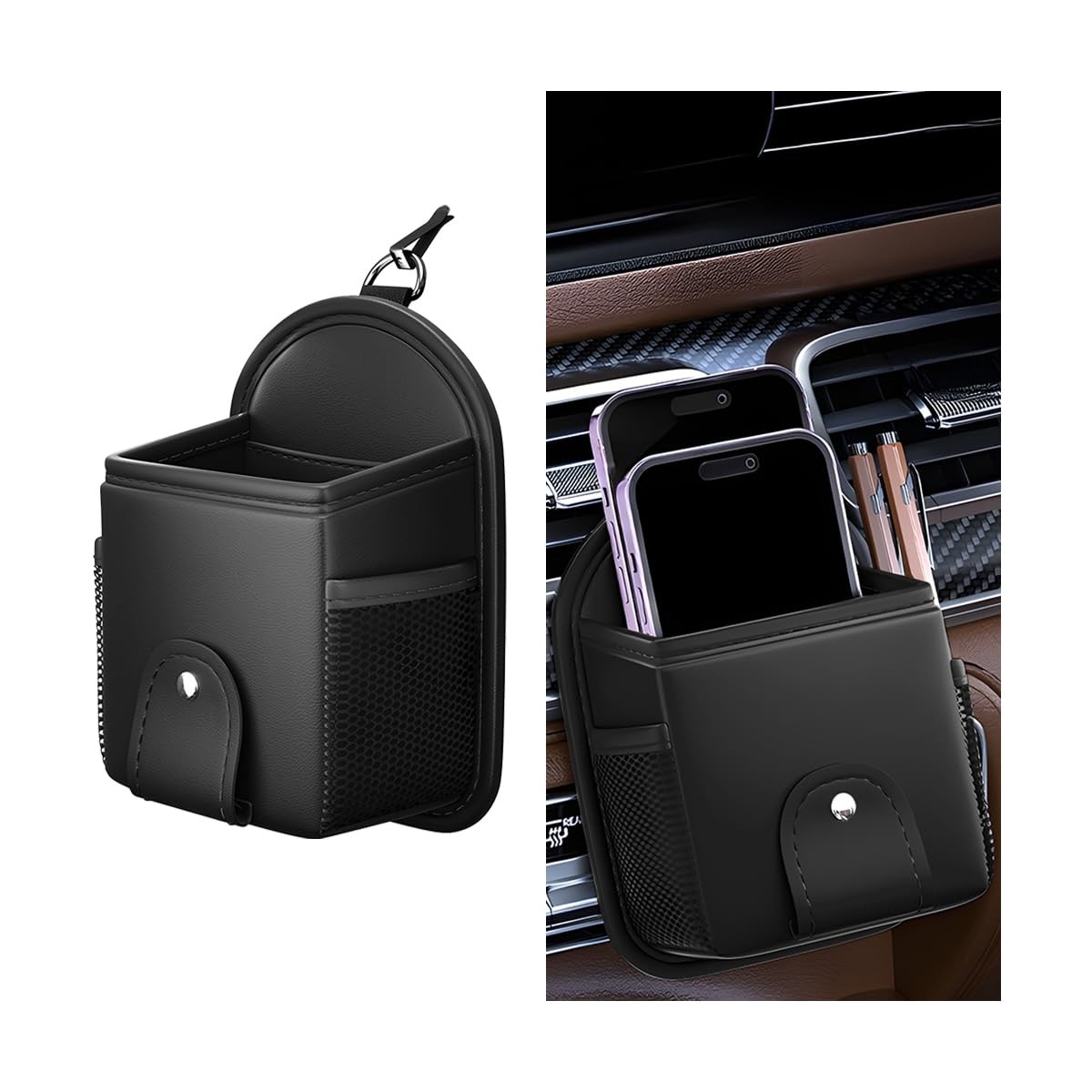Car Vent Storage Organizer, Leather Outlet Sunglass Mount Holder Hanging Bag ...