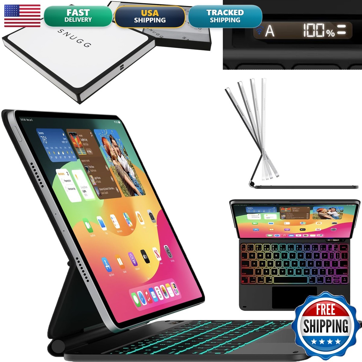 Snugg iPad Pro 11 Case Keyboard (M5/M4) Apple Pencil Holder & Live Battery