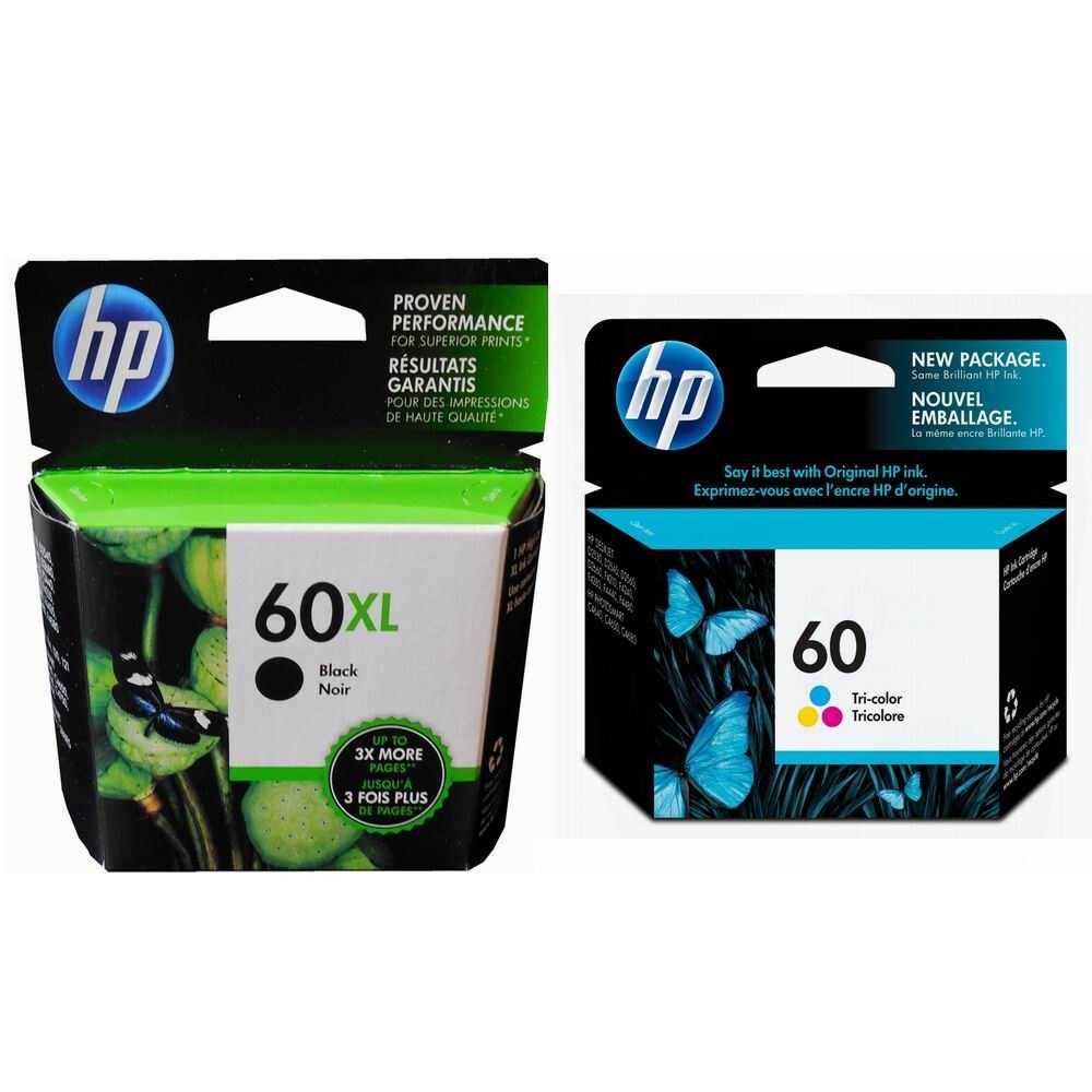New Genuine HP 60XL Black 60 Color Ink Cartridge Photosmart C4635  C4680 - 2PK