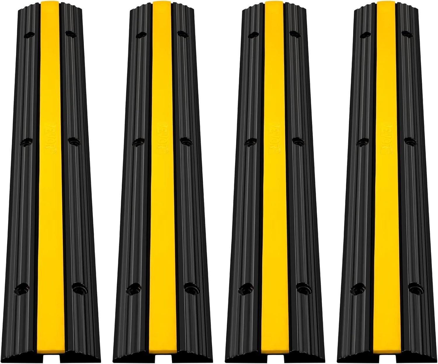 4 Pack of 1-Channel Rubber Cable Protector Ramps 22046Lbs Cable Wire Cord Cover