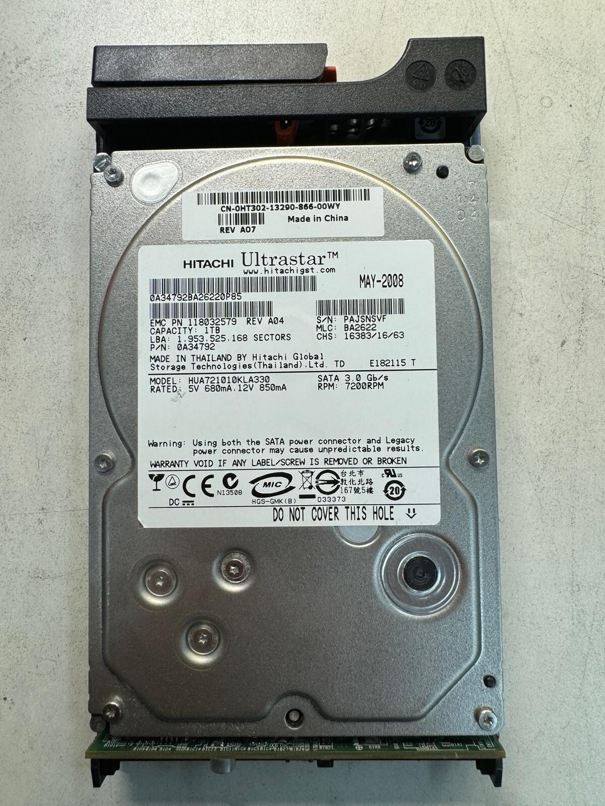 EMC 118032579 005048805 1TB 7.2K RPM 32MB 3 Gb/s SATA 3.5" HDD