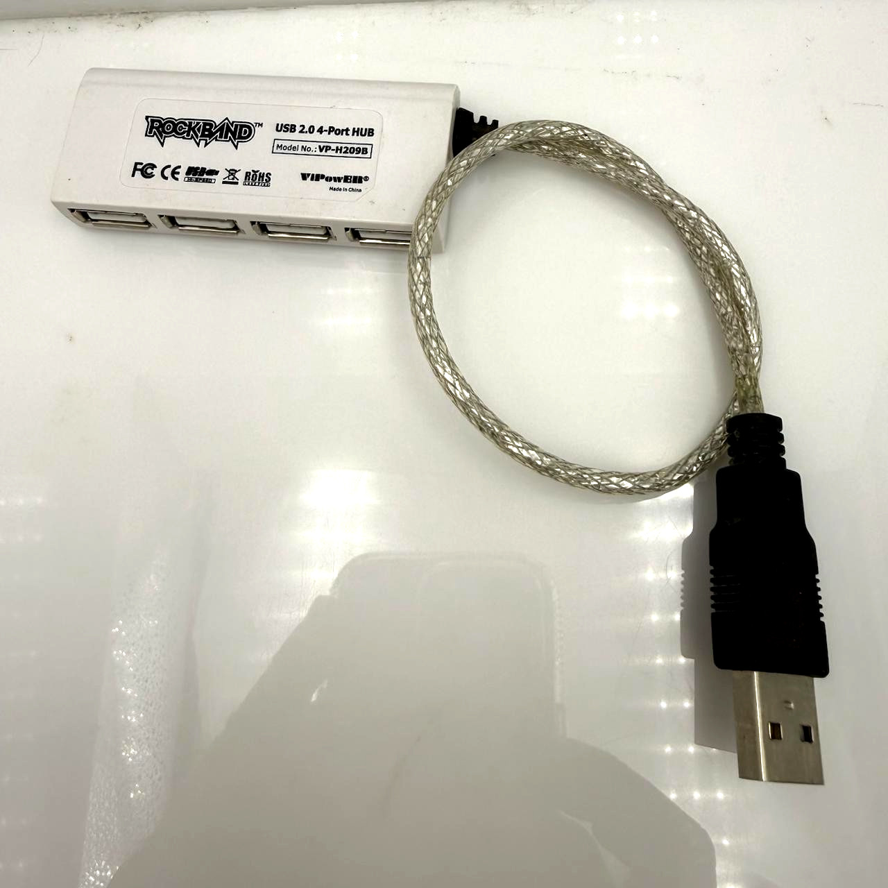 Rockband VIPOWER VP-H209B USB 2.0 4-Port Hub White Wired USB Splitter
