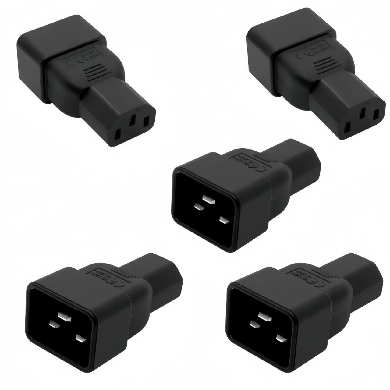 (5PACK) IEC 320 C13 to C20 AC Adapter C20 16A to C13 10A Power Connector