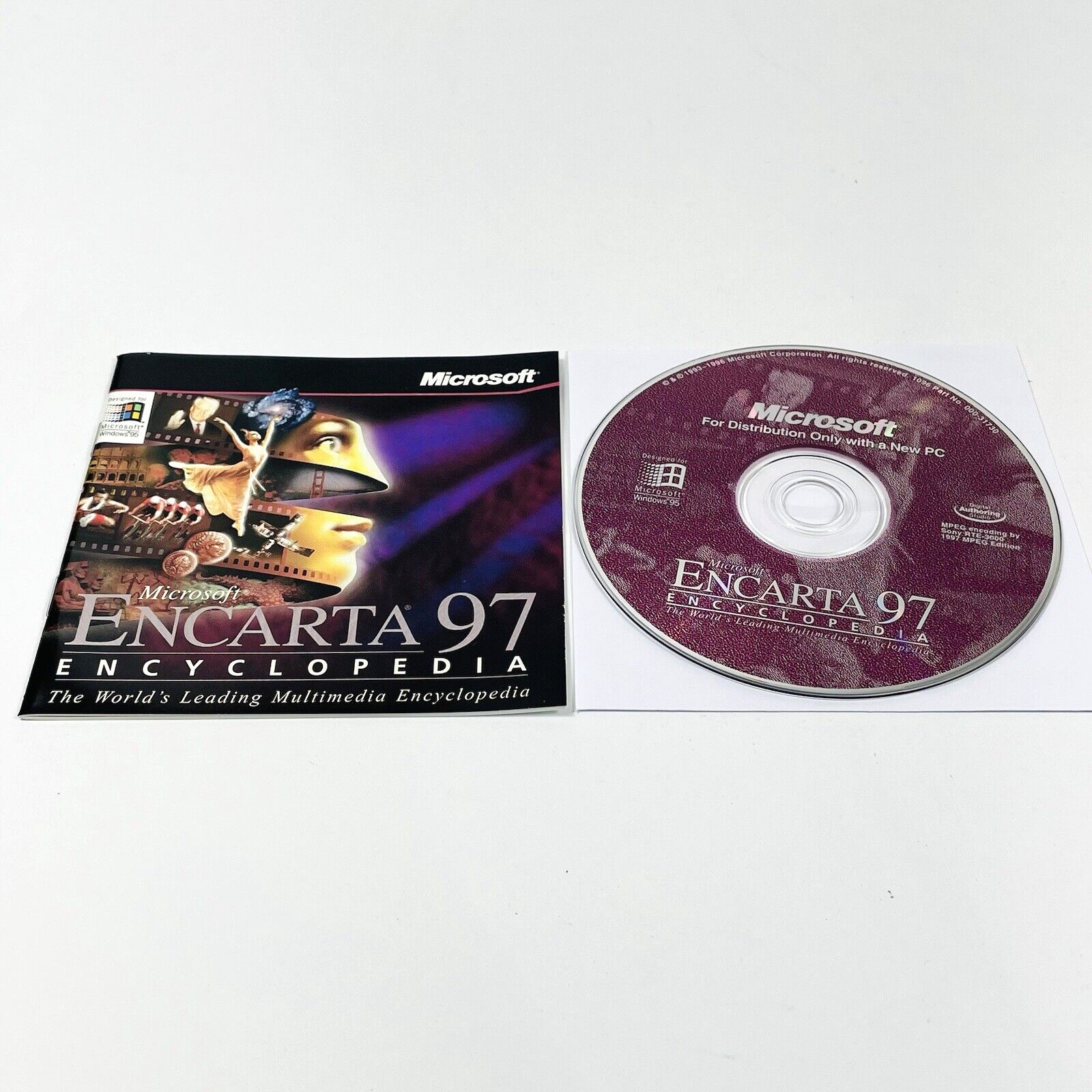Microsoft Encarta 97 Encyclopedia Windows 95 Rare Sony VAIO CD-ROM Software 1997