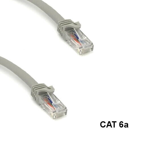 Gray 20 Feet Cat6A UTP Ethernet Patch Cable 10Gbps 600MHz Snagless RJ45 EIA/TIA