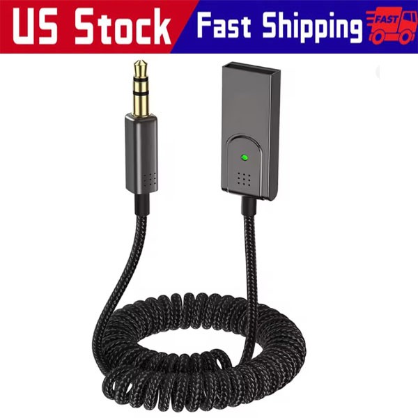Bluetooth 5.3 to Aux Adapter for Car, USB to TRS 3.5mm Bluetooth Receiver add...