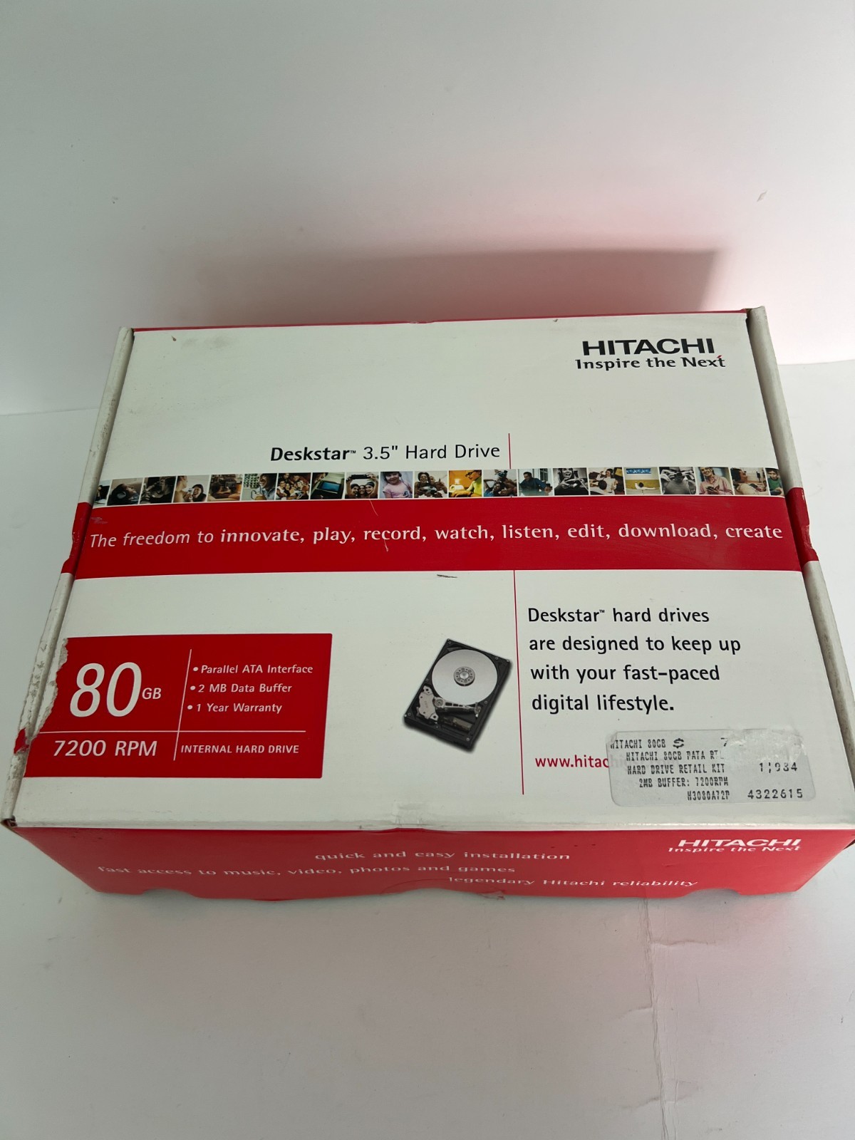 Hitachi Deskstar 80GB 7200RPM IDE PATA 3.5" HDD New Open Box Complete