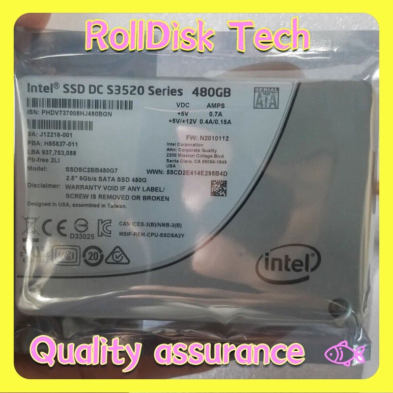 Intel DC S3520 Series 480GB SSD SATA 2.5" 6Gb/s Solid State Drive SSDSC2BB480G7R