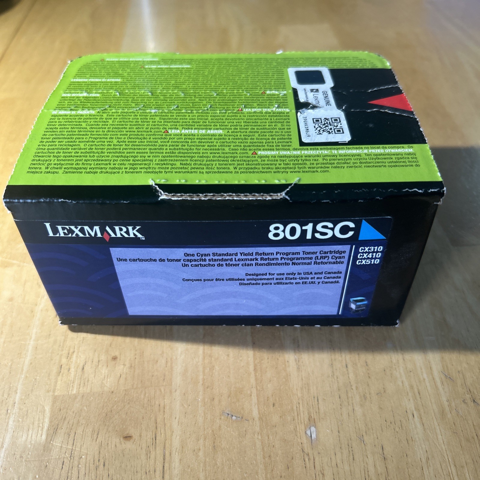 Genuine Lexmark (801SC) 80C1SCO Cyan Standard Yield Return Program Toner NIB