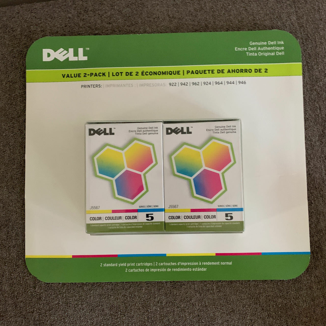  TWO Pack DELL GENUINE COLOR SERIES 5 INK CARTRIDGE J5567