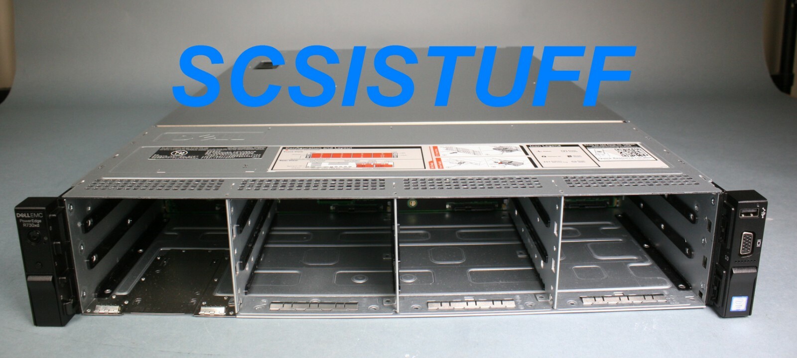 New Dell PowerEdge R730xd LFF 3.5" x12 chassis w/ backplane cables fans & riser