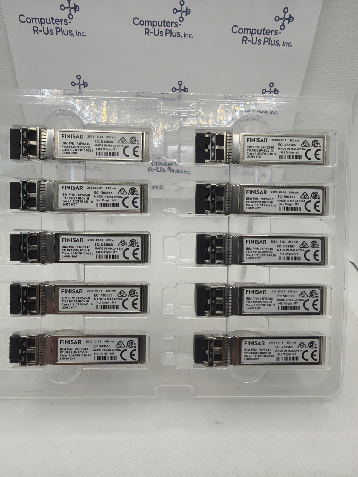 Lot of 10 IBM 78P5240 Finisar FTLF8532P4BCV-IB 32G 850nm Transceiver Module 10 X