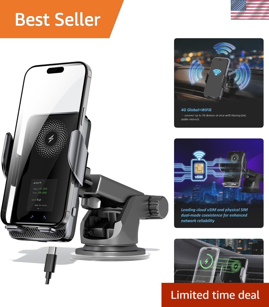 4G Mobile Car WiFi Hotspot with 10GB Preloaded  Data, Phone Holder for Naviga...