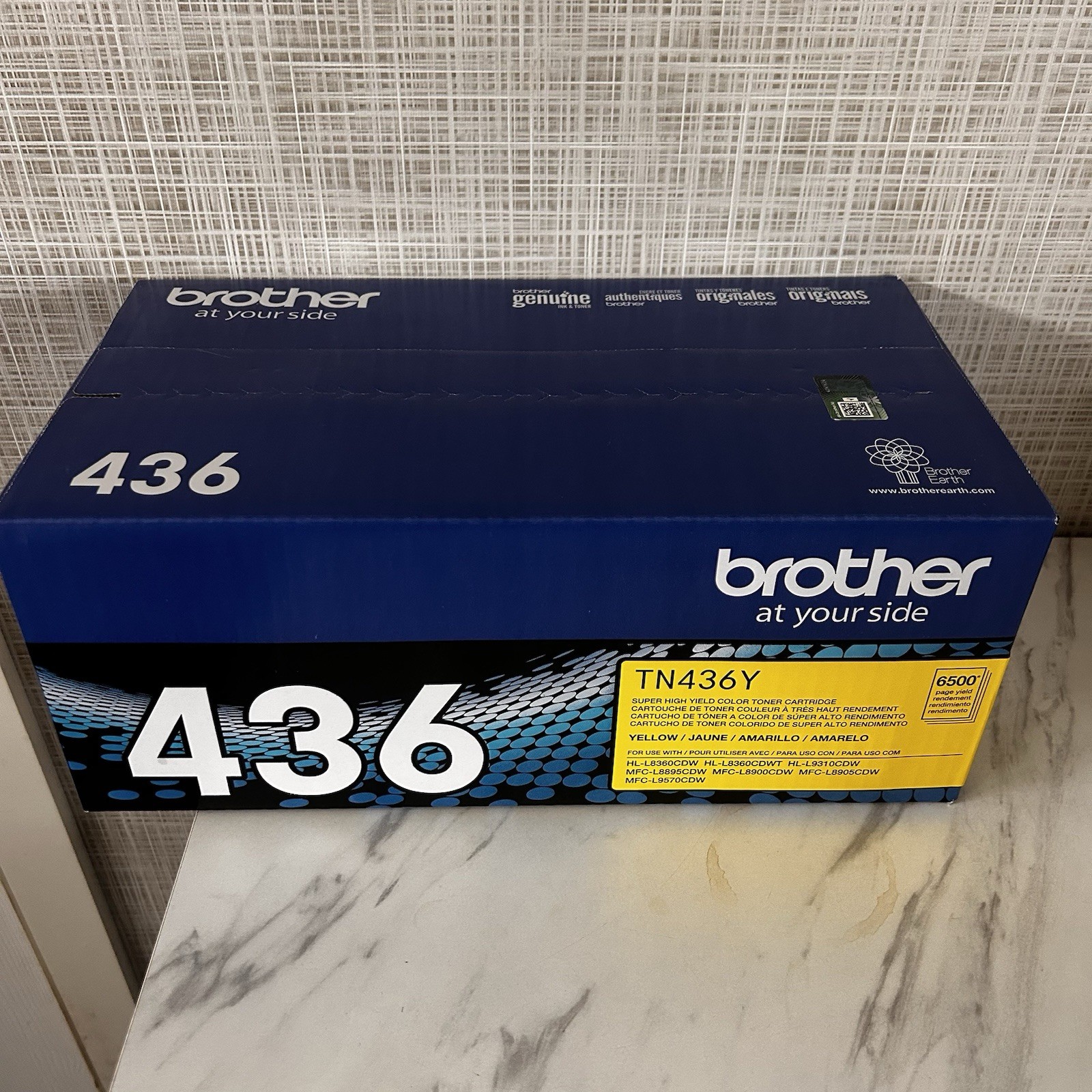 Brother TN-436Y Yellow Toner Cartridge New in Sealed Box 6500 Page Yield JJJ