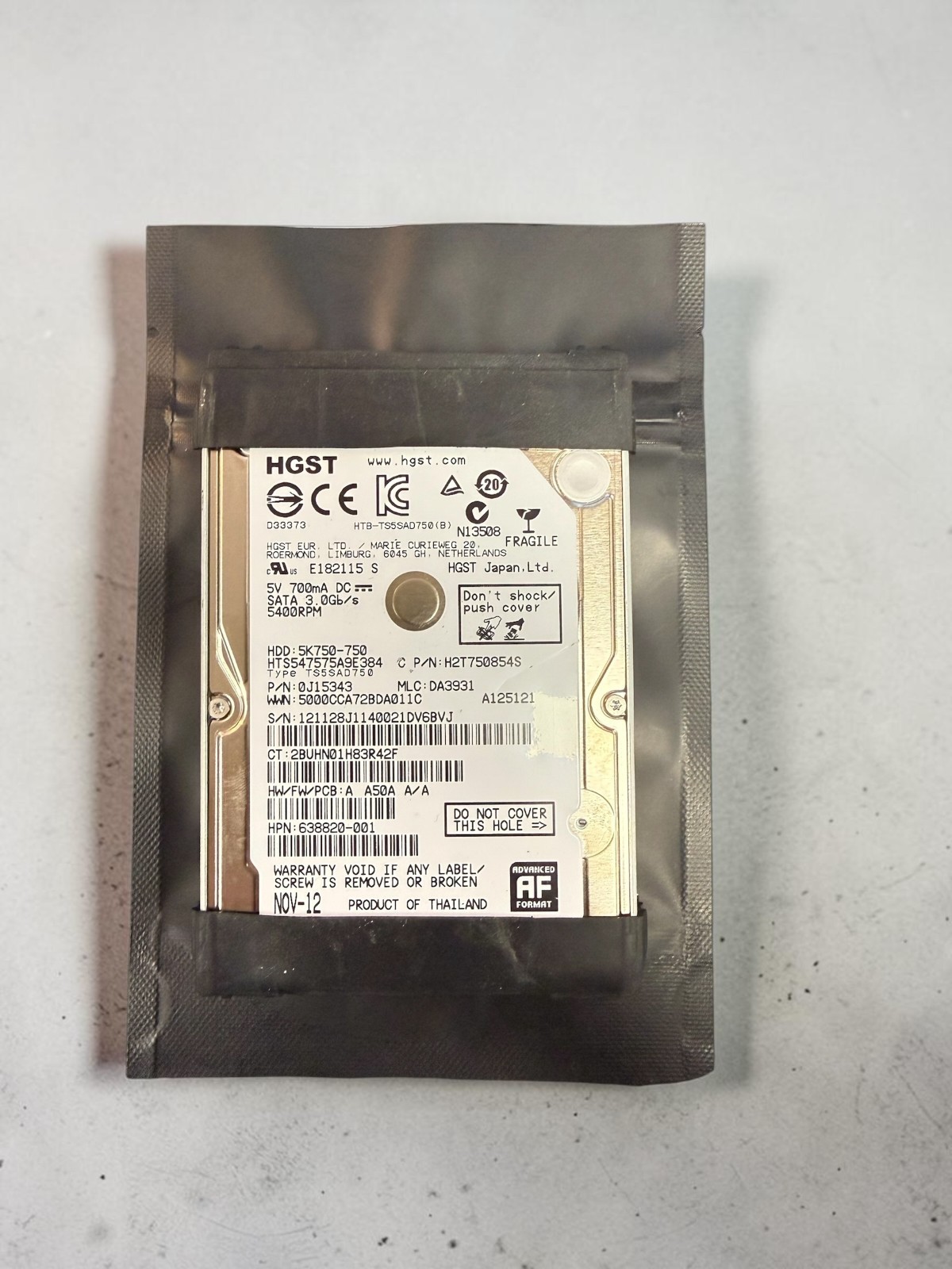 HTS547575A9E384 HGST 750 GB 2.5" 5400 RPM SATA Hard Disk Drive HDD*30dayWarranty