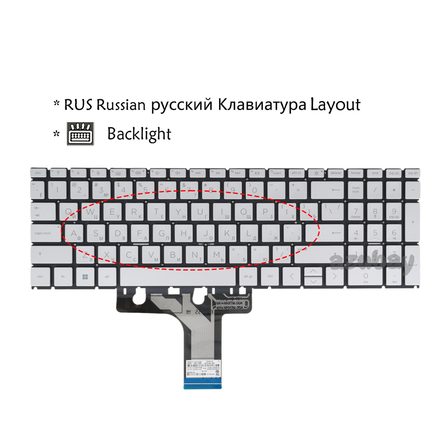 RU Keyboard For HP NSK-X48BV 9Z.NHXBV.80R 6037B0214322 RUS M46256-251 M50456-251